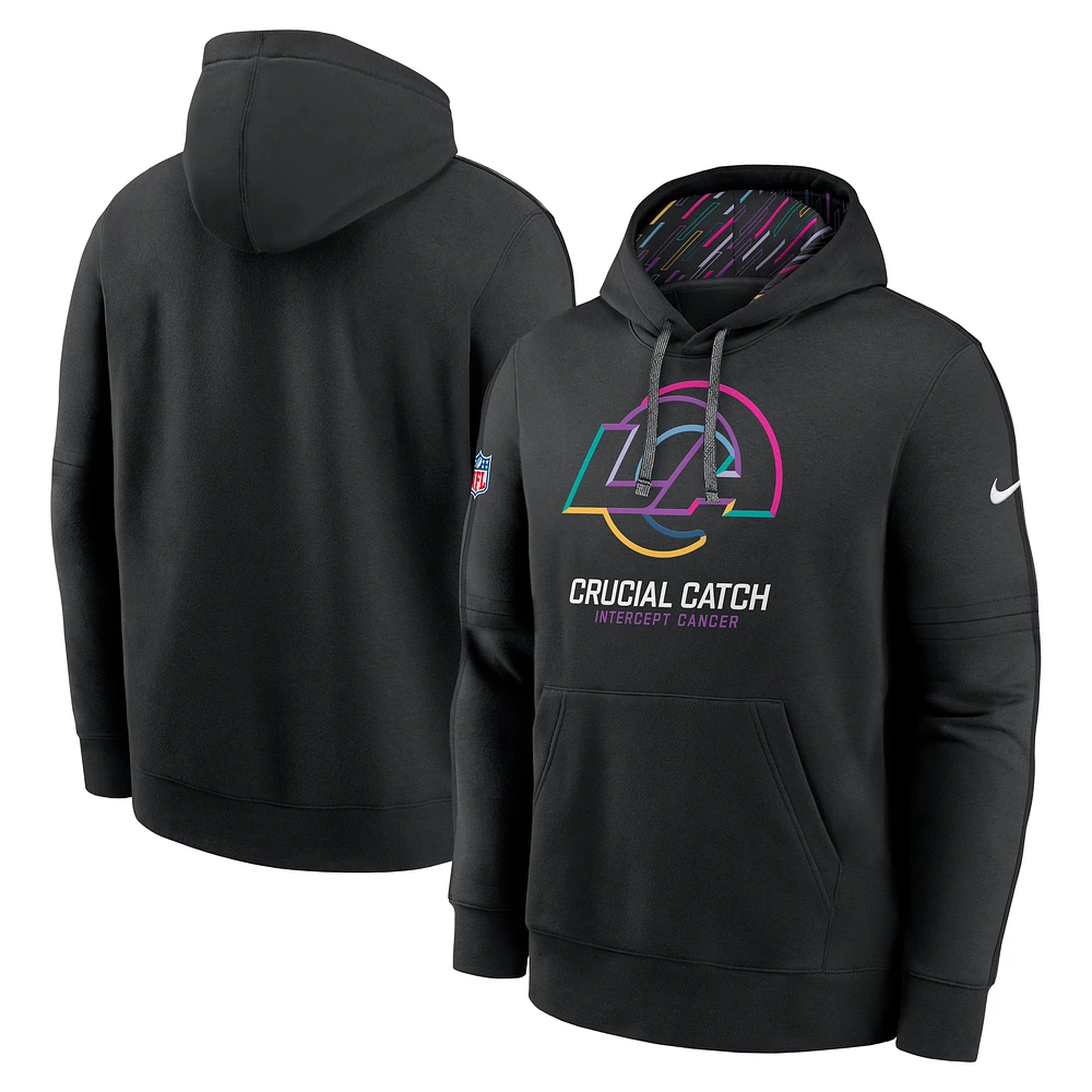 Men's Nike Black Los Angeles Rams 2024 NFL Crucial Catch Club Pullover Hoodie