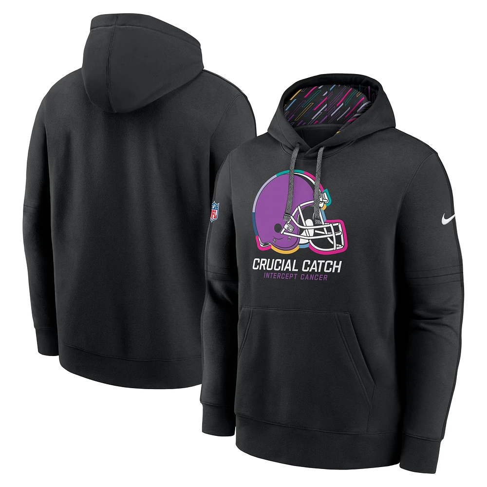Men's Nike Black Cleveland Browns 2024 NFL Crucial Catch Club Pullover Hoodie