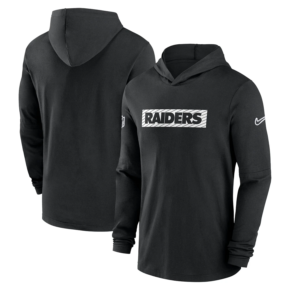 Men's Nike Black Las Vegas Raiders 2024/25 Sideline Performance Long Sleeve Hoodie T-Shirt