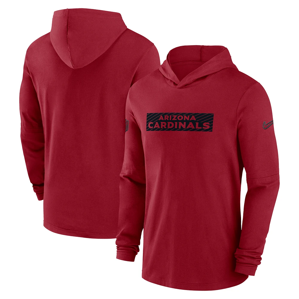 Men's Nike Cardinal Arizona Cardinals 2024/25 Sideline Performance Long Sleeve Hoodie T-Shirt