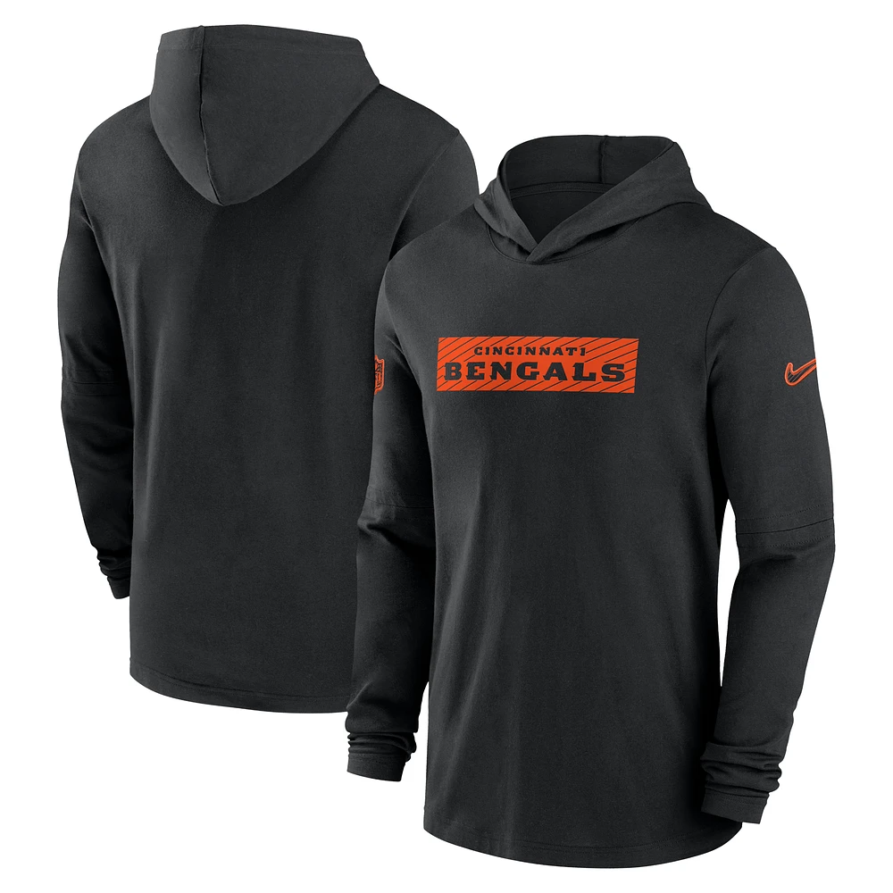 Men's Nike Black Cincinnati Bengals 2024/25 Sideline Performance Long Sleeve Hoodie T-Shirt