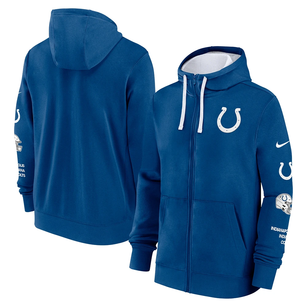 Men's Nike Royal Indianapolis Colts Primetime Club Full-Zip Hoodie