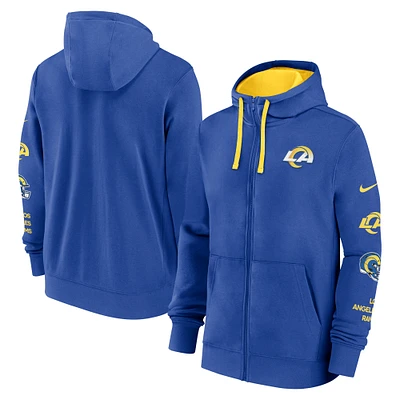 Men's Nike Royal Los Angeles Rams Primetime Club Full-Zip Hoodie