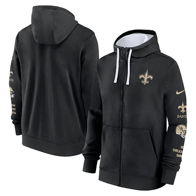 Men's Nike Black New Orleans Saints Primetime Club Full-Zip Hoodie