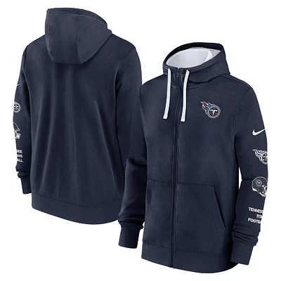 Men's Nike Navy Tennessee Titans Primetime Club Full-Zip Hoodie