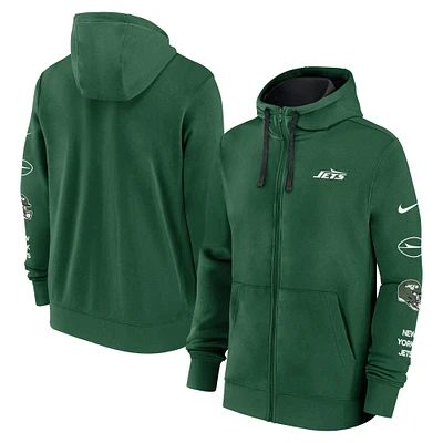 Men's Nike Green New York Jets Primetime Club Full-Zip Hoodie