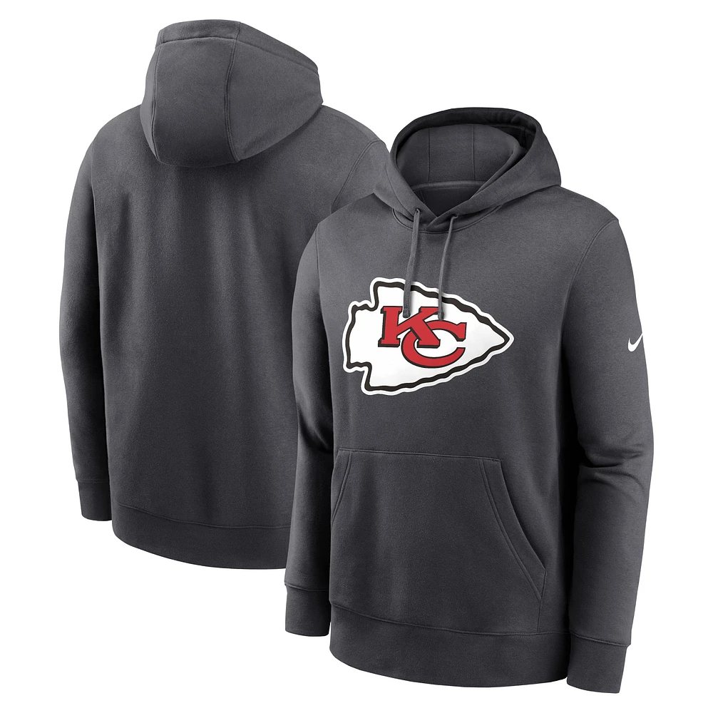 Men's Nike Anthracite Kansas City Chiefs Primetime Club Logo Hoodie