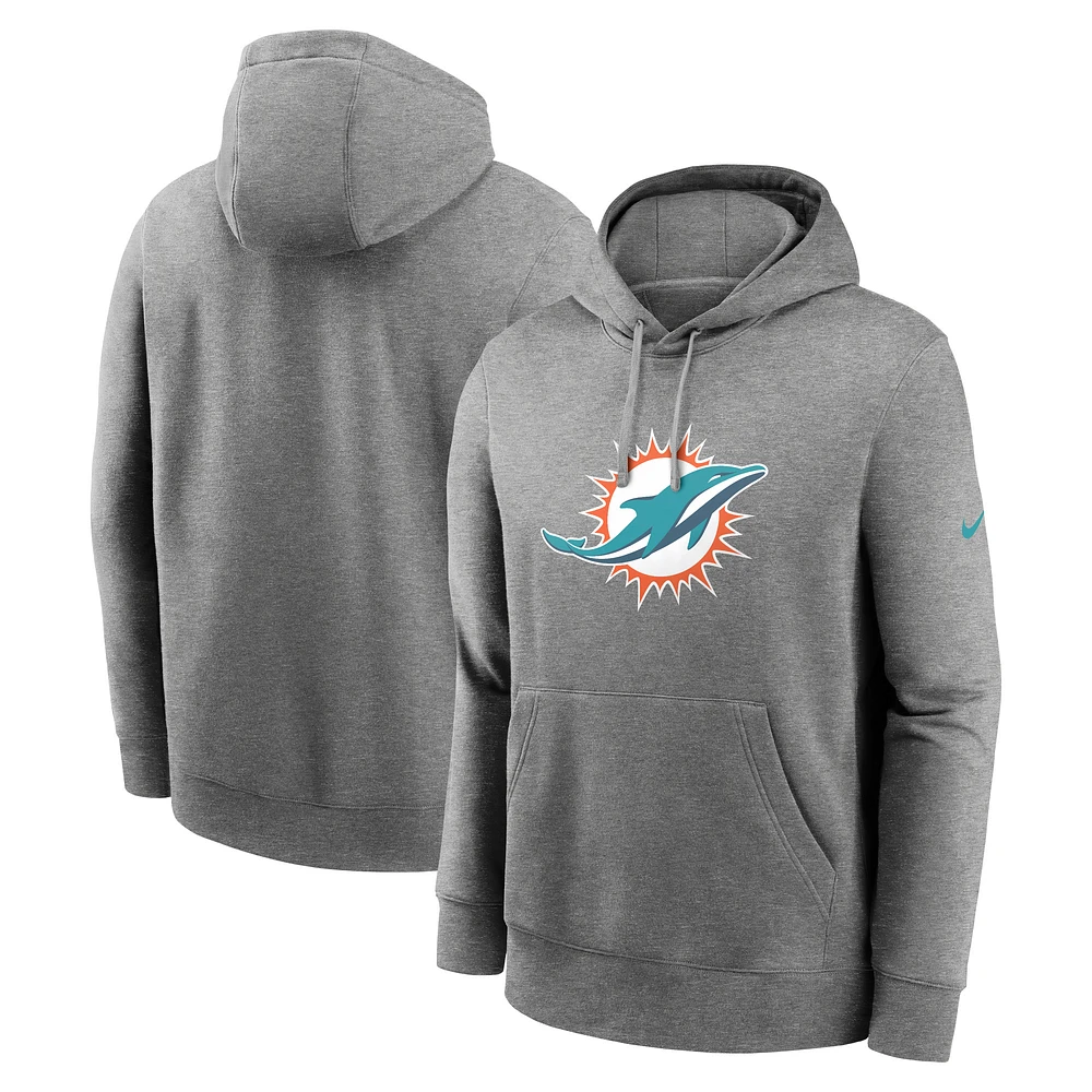 Men's Nike Heather Gray Miami Dolphins Primetime Club Logo Hoodie