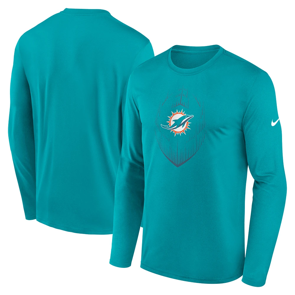 Men's Nike Aqua Miami Dolphins Icon Legend Performance Long Sleeve T-Shirt