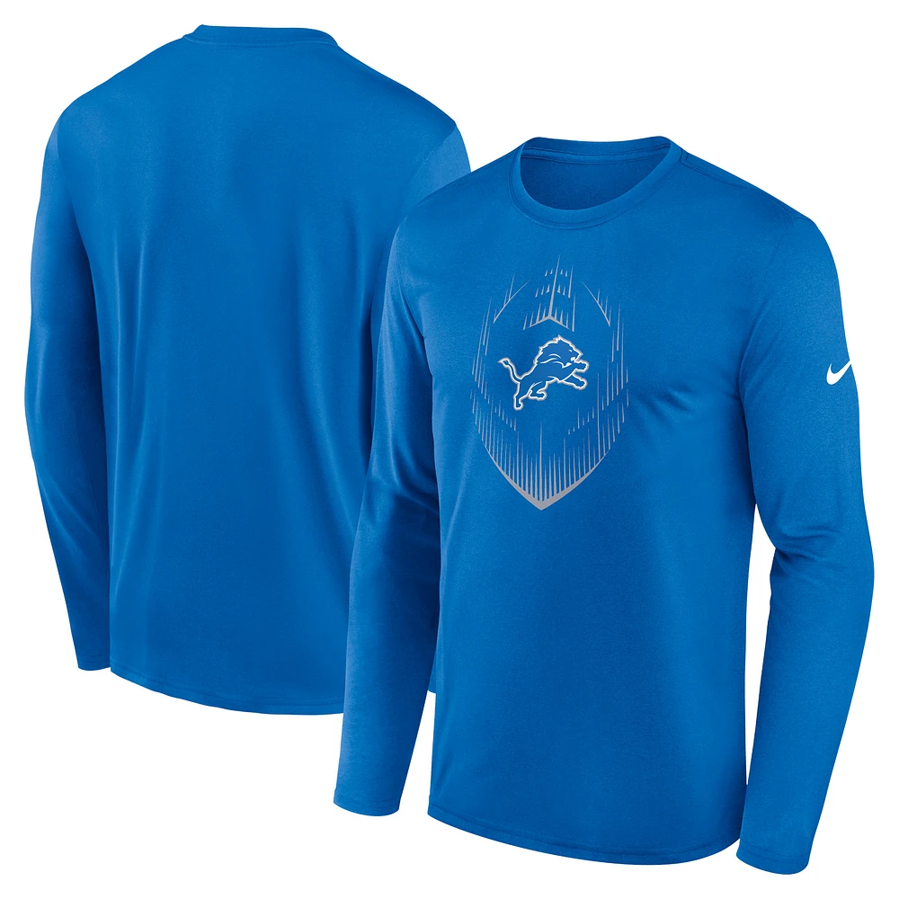 Men's Nike Blue Detroit Lions Icon Legend Performance Long Sleeve T-Shirt
