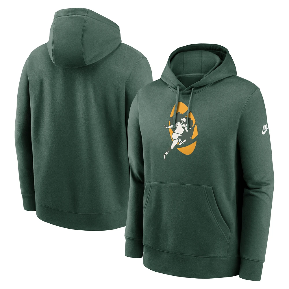 Men's Nike Green Green Bay Packers Rewind Club Logo Pullover Hoodie