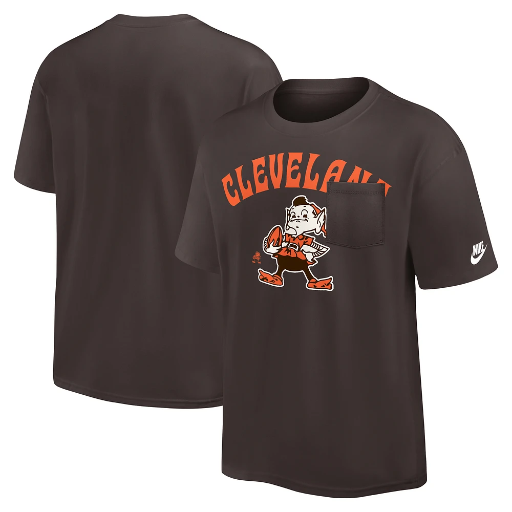 Men's Nike Brown Cleveland Browns Rewind Heavy Max90 Pocket T-Shirt