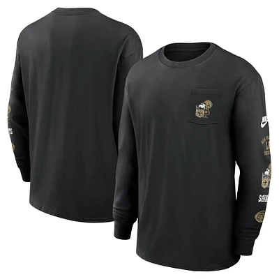 Men's Nike Black New Orleans Saints Rewind Heavy Max90 Pocket Long Sleeve T-Shirt