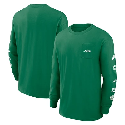 Men's Nike Green New York Jets Rewind Heavy Max90 Pocket Long Sleeve T-Shirt