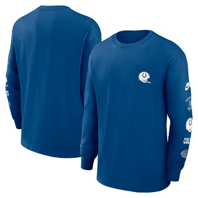 Men's Nike Royal Indianapolis Colts Rewind Heavy Max90 Pocket Long Sleeve T-Shirt