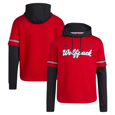 Men's adidas Red NC State Wolfpack Pullover Baseball Jersey Hoodie