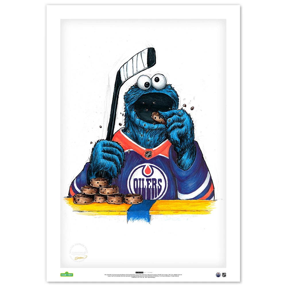Cookie Monster Edmonton Oilers 14" x 20" Sesame Street Limited Edition Fine Art Print