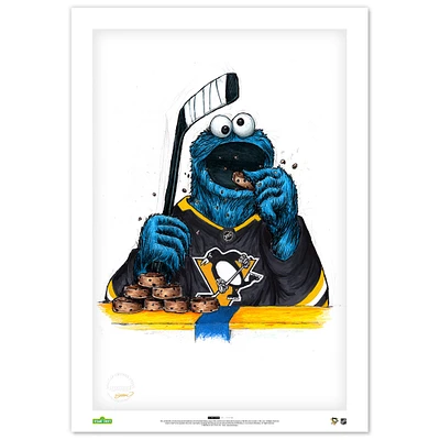 Cookie Monster Pittsburgh Penguins 14" x 20" Sesame Street Limited Edition Fine Art Print