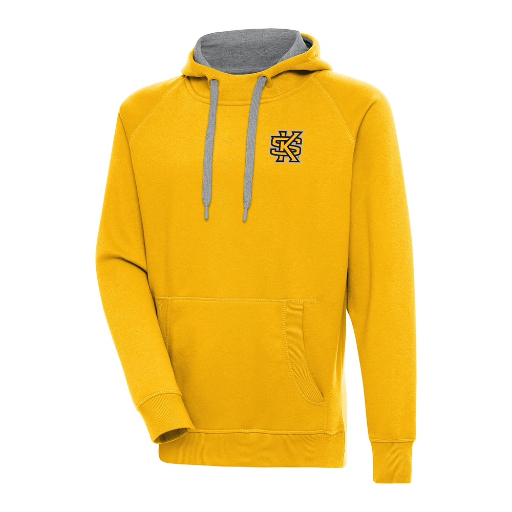 Men's Antigua Gold Kennesaw State Owls Victory Pullover Hoodie