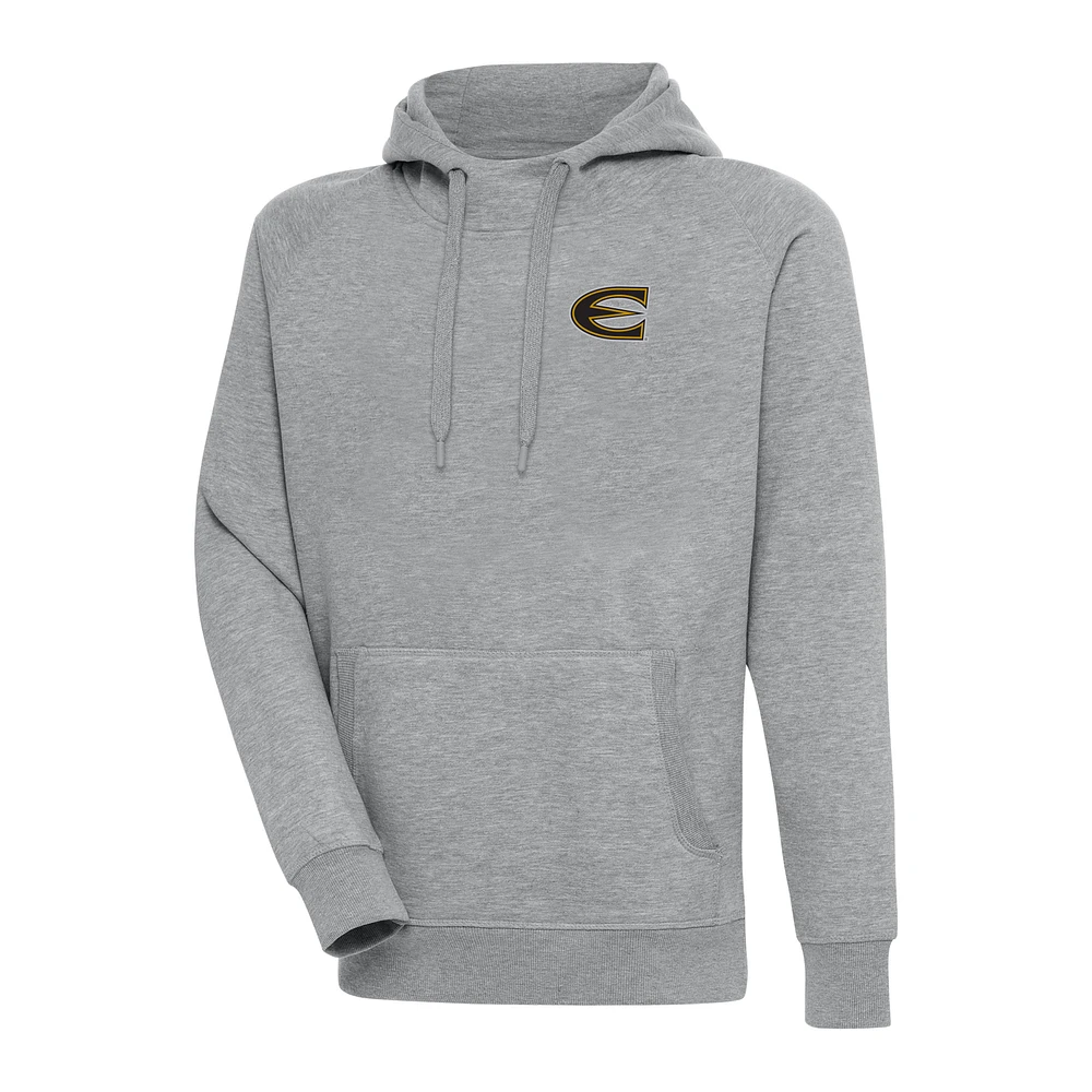 Men's Antigua Heather Gray Emporia State Hornets Victory Pullover Hoodie