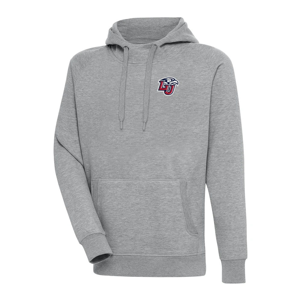 Men's Antigua Heather Gray Liberty Flames Victory Pullover Hoodie