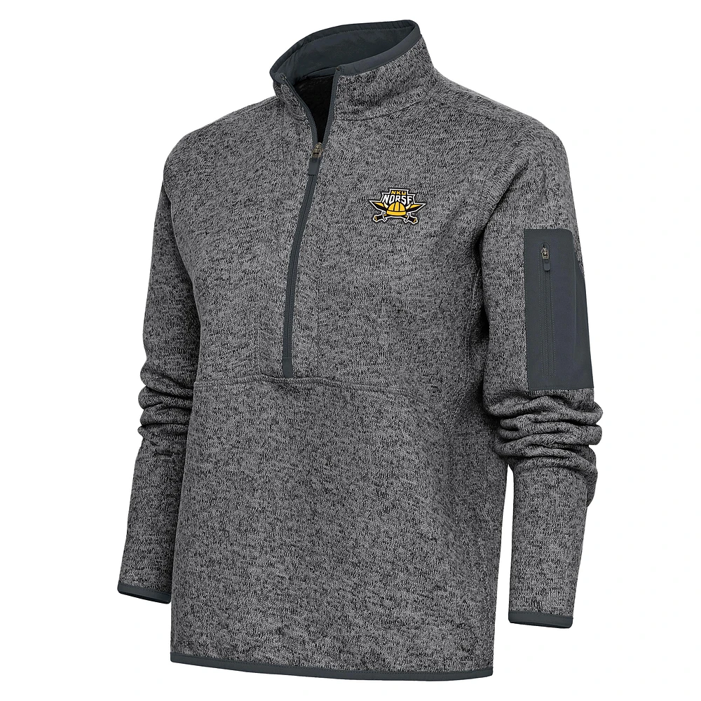 Women's Antigua Heather Charcoal Northern Kentucky University Norse Fortune Half-Zip Jacket