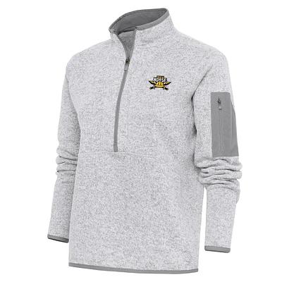 Women's Antigua Heather Gray Northern Kentucky University Norse Fortune Half-Zip Jacket