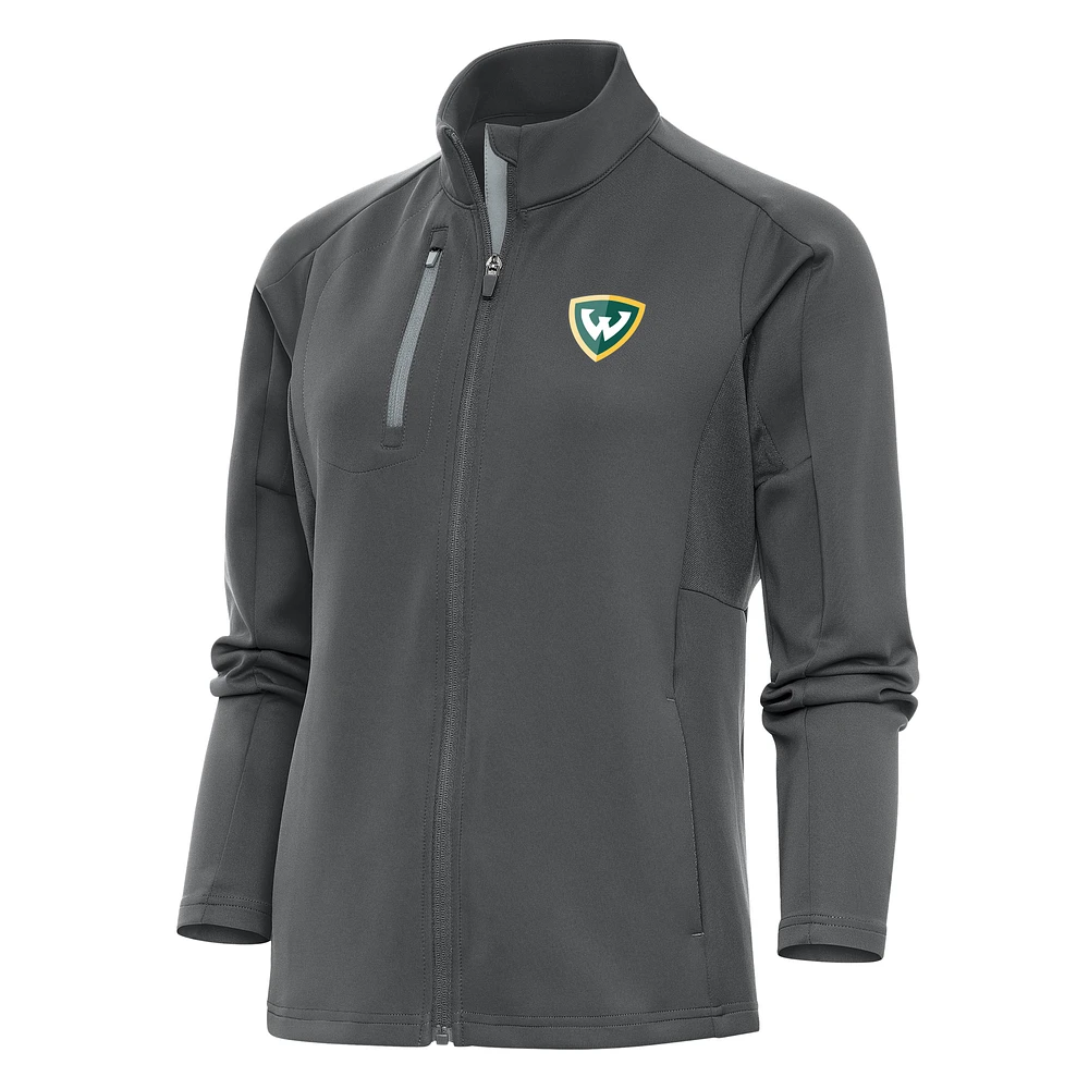 Women's Antigua Charcoal Wayne State Warriors Generation Full-Zip Jacket
