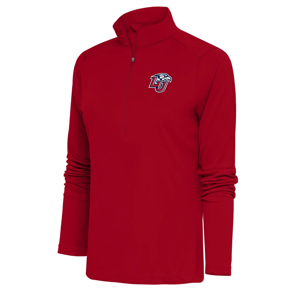Women's Antigua Liberty Flames Red Tribute Half-Zip Top