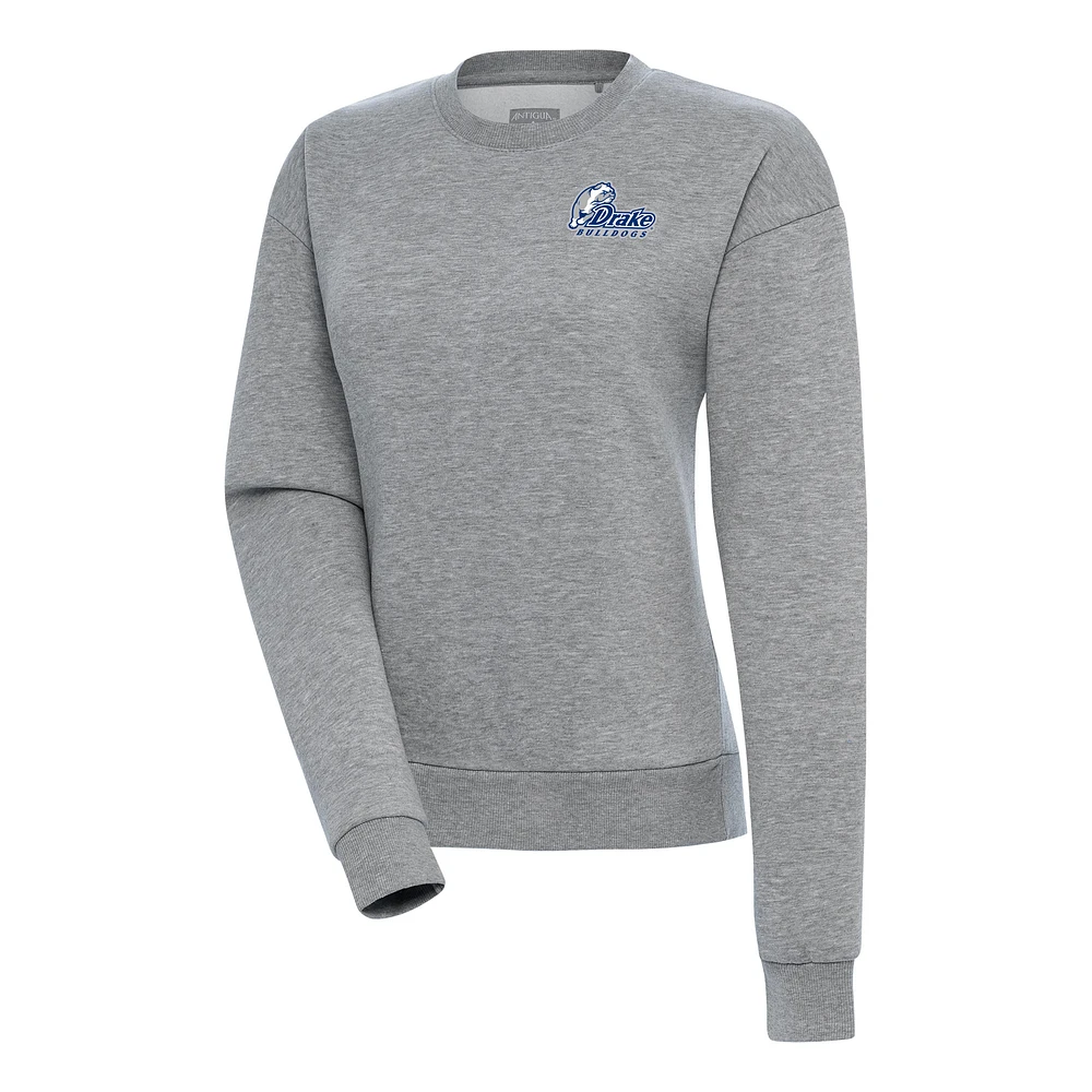 Women's Antigua Heather Gray Drake Bulldogs Victory Pullover Sweatshirt
