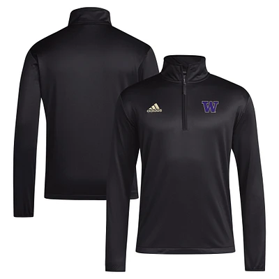 Men's adidas Black Washington Huskies 2024 Coaches Sideline Quarter-Zip Top