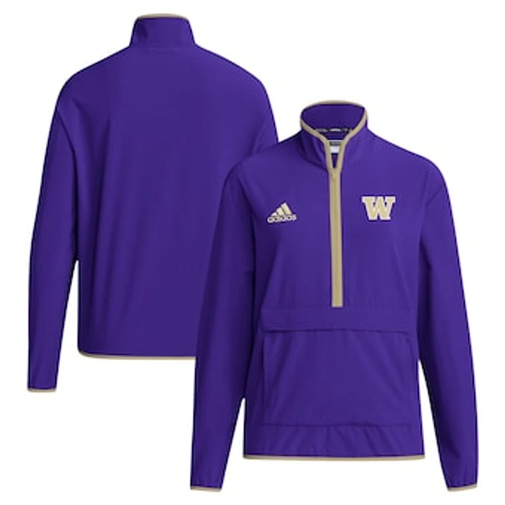 Men's adidas Washington Huskies 2024 Coaches Sideline Half-Zip Jacket