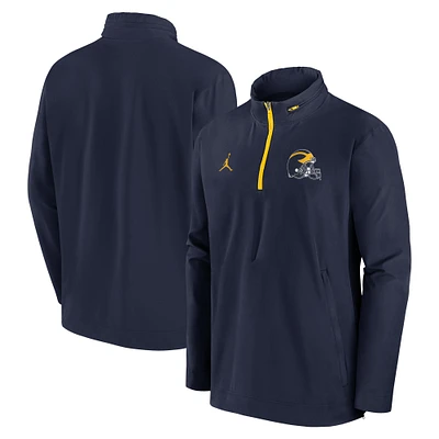 Men's Jordan Brand Navy Michigan Wolverines Sideline Coaches Lightweight Quarter-Zip Jacket