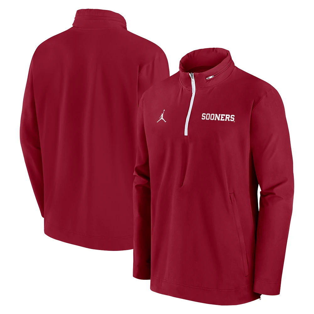 Men's Jordan Brand Crimson Oklahoma Sooners Sideline Coaches Lightweight Quarter-Zip Jacket
