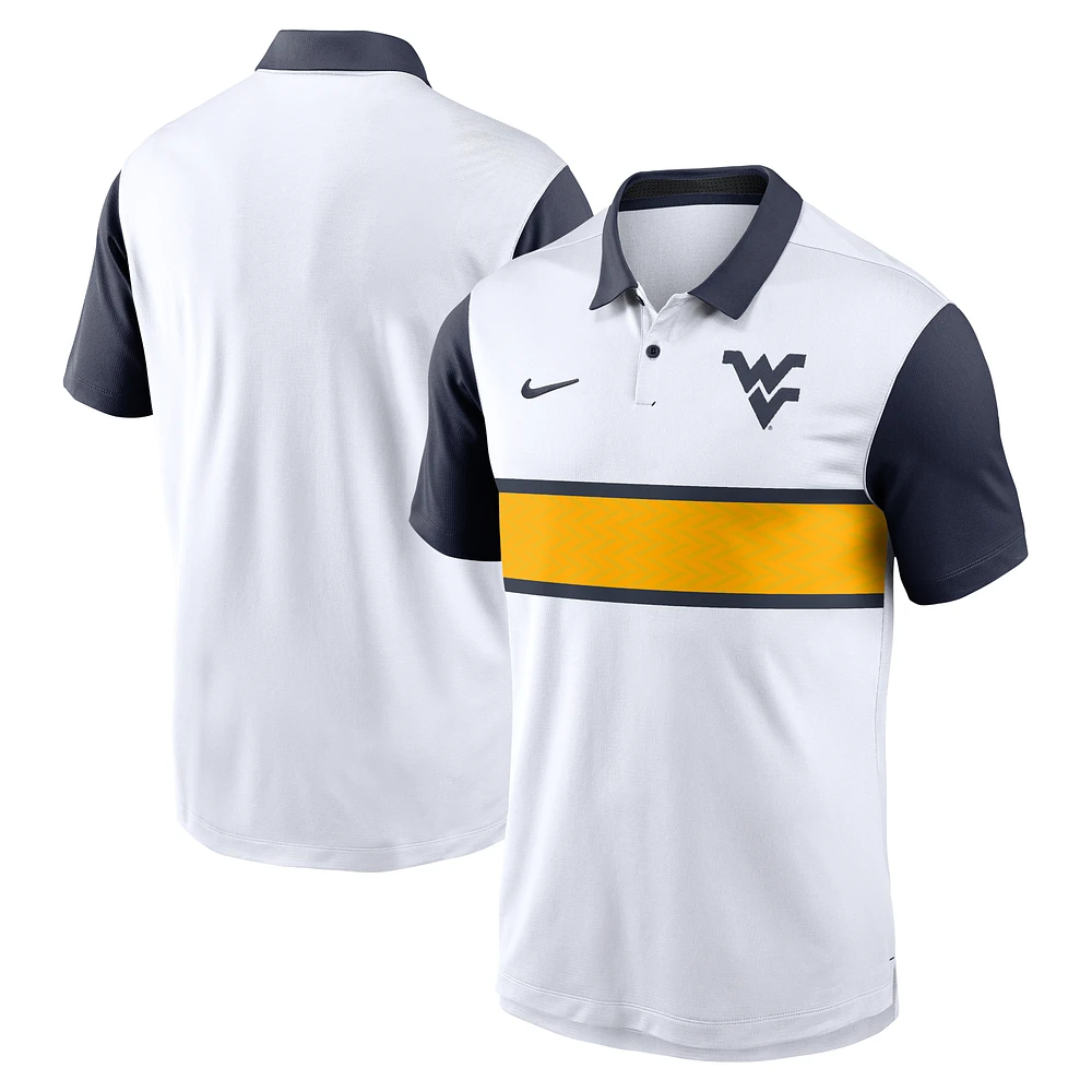 Men's Nike White/Navy West Virginia Mountaineers Primetime Campus Pattern Vapor Performance Polo