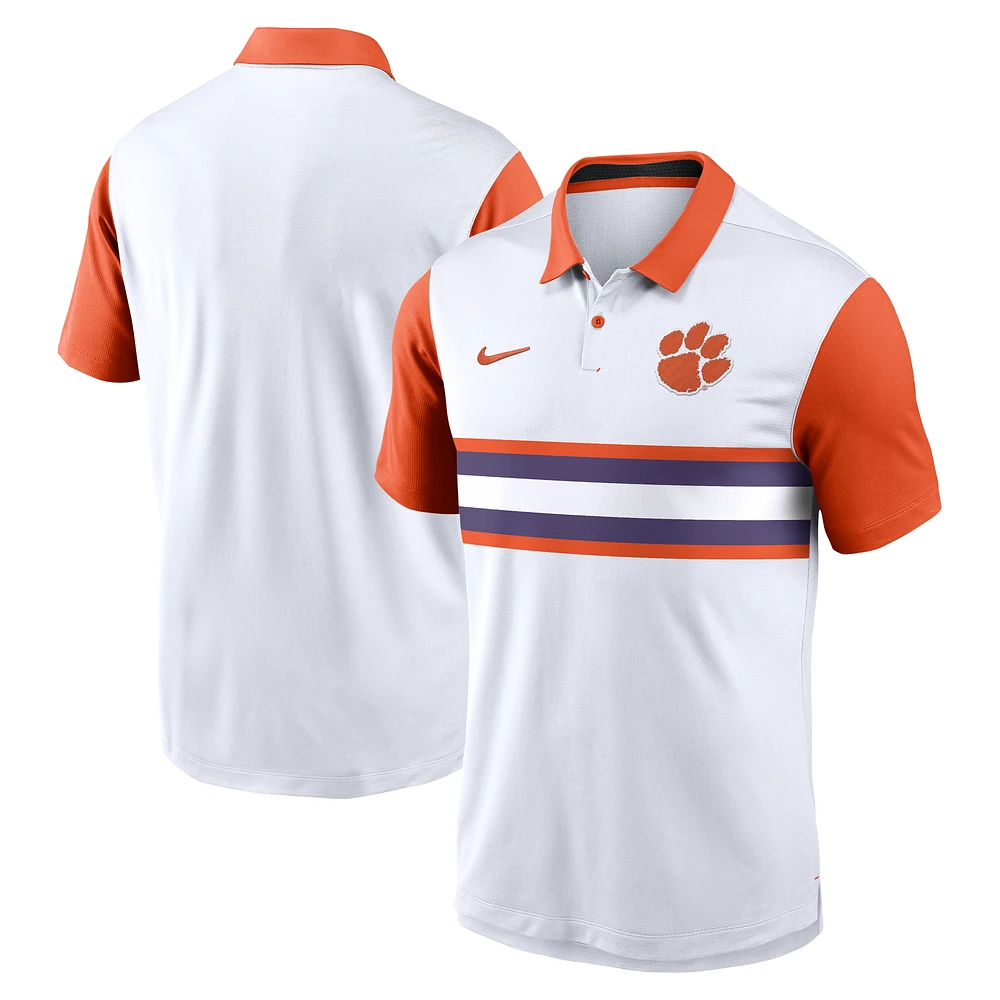 Men's Nike White/Orange Clemson Tigers Primetime Campus Pattern Vapor Performance Polo