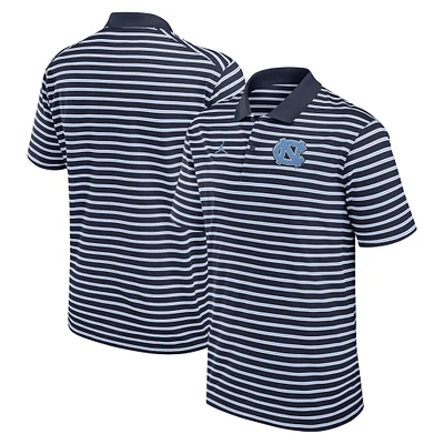 Men's Jordan Brand Navy/White North Carolina Tar Heels Primetime Victory Striped Dri-FIT Polo