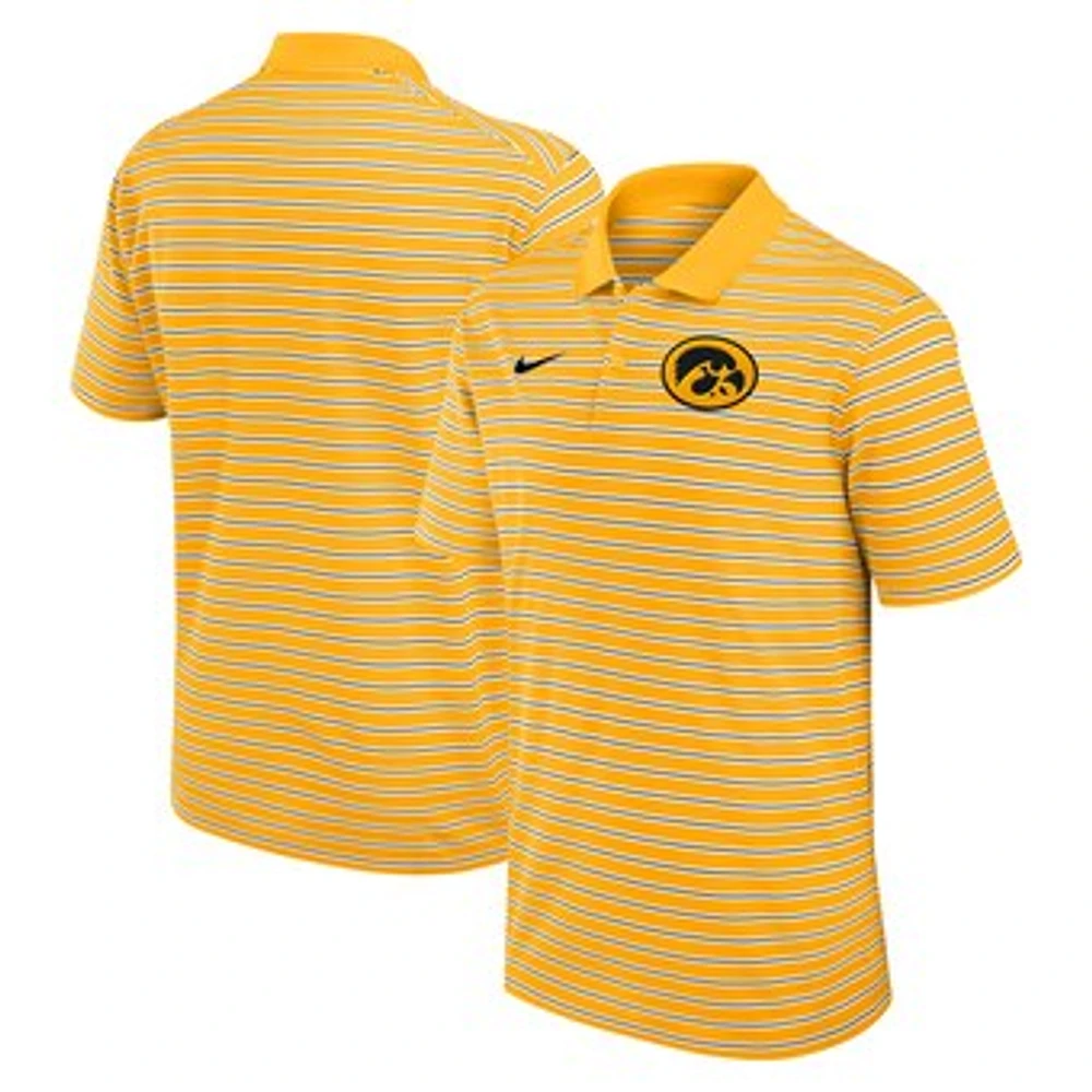 Men's Nike Gold/White Iowa Hawkeyes Primetime Victory Striped Performance Polo