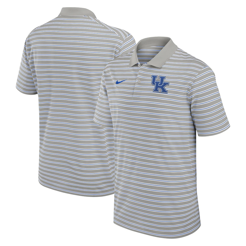Men's Nike Gray/White Kentucky Wildcats Primetime Victory Striped Performance Polo