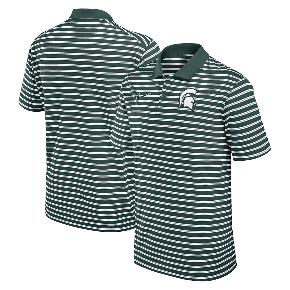Men's Nike /White Michigan State Spartans Primetime Victory Striped Performance Polo
