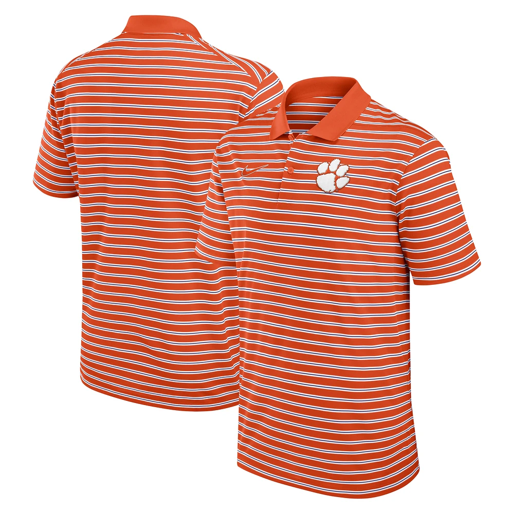 Men's Nike /White Clemson Tigers Primetime Victory Striped Dri-FIT Polo