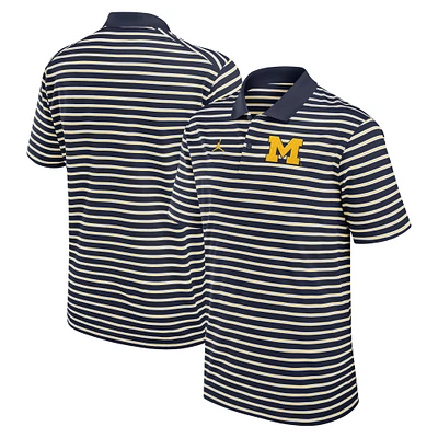 Men's Jordan Brand Navy/White Michigan Wolverines Primetime Victory Striped Dri-FIT Polo