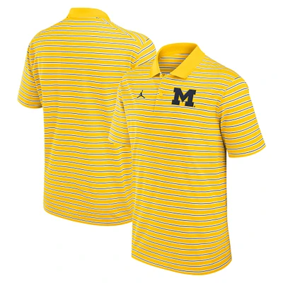 Men's Jordan Brand Maize/White Michigan Wolverines Primetime Victory Striped Dri-FIT Polo