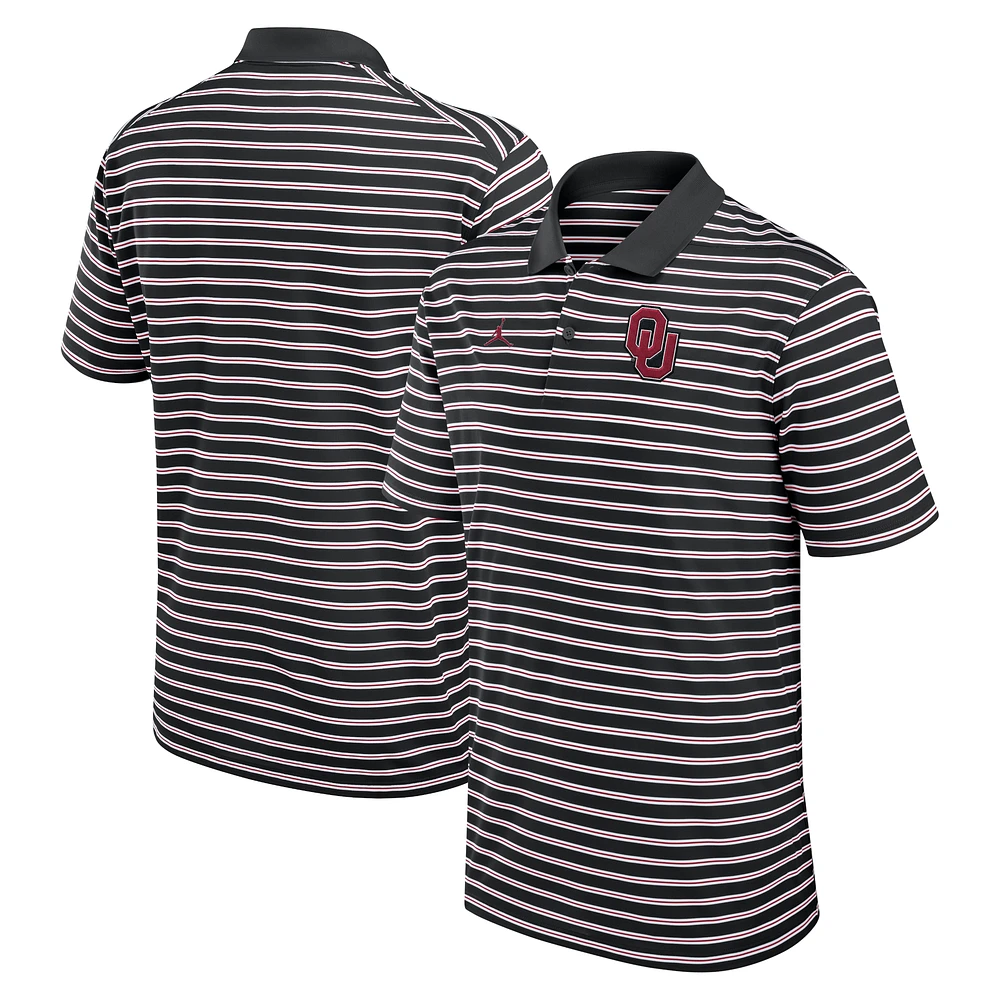 Men's Jordan Brand Black/White Oklahoma Sooners Primetime Victory Striped Dri-FIT Polo