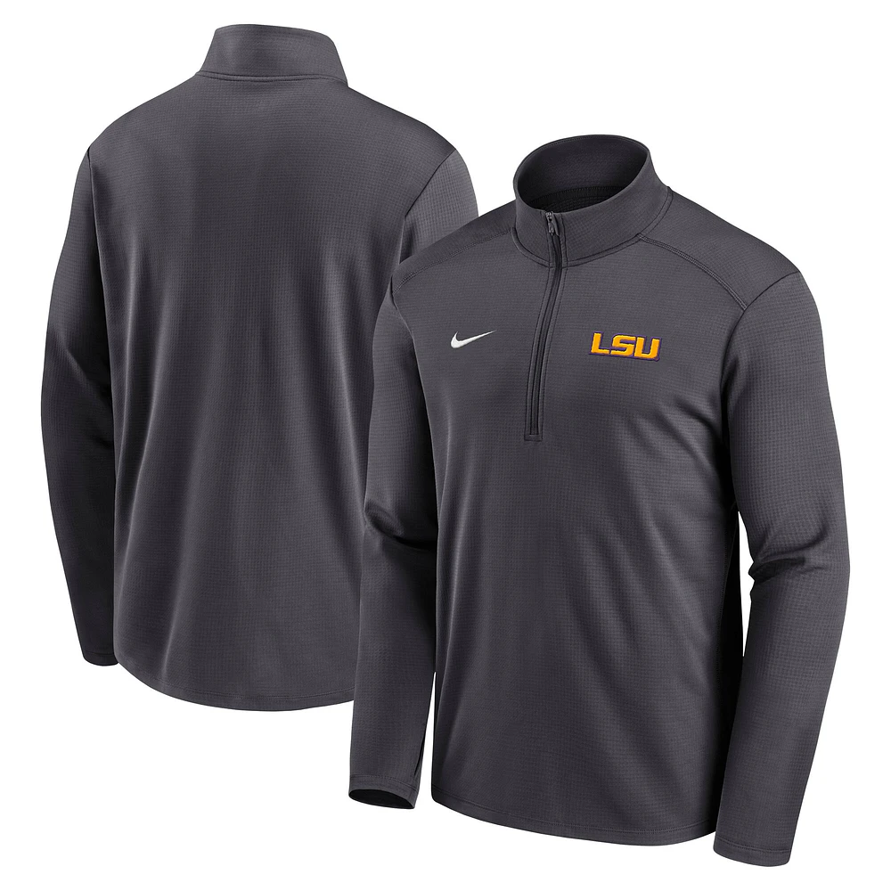 Men's Nike Anthracite LSU Tigers Primetime Pacer Performance Half-Zip Top