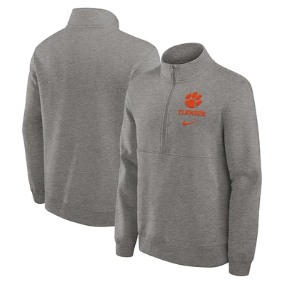 Men's Nike Heather Gray Clemson Tigers Primetime Club Half-Zip Pullover
