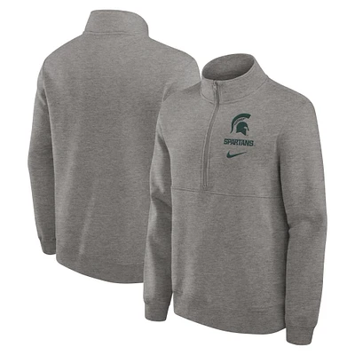 Men's Nike Heather Gray Michigan State Spartans Primetime Club Half-Zip Pullover