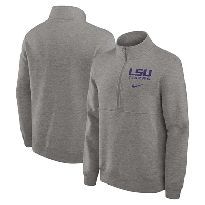 Men's Nike Heather Gray LSU Tigers Primetime Club Half-Zip Pullover