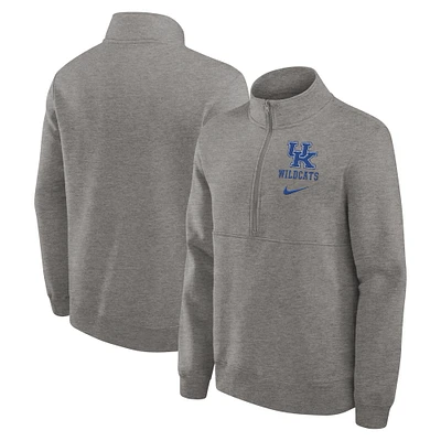 Men's Nike Heather Gray Kentucky Wildcats Primetime Club Half-Zip Pullover
