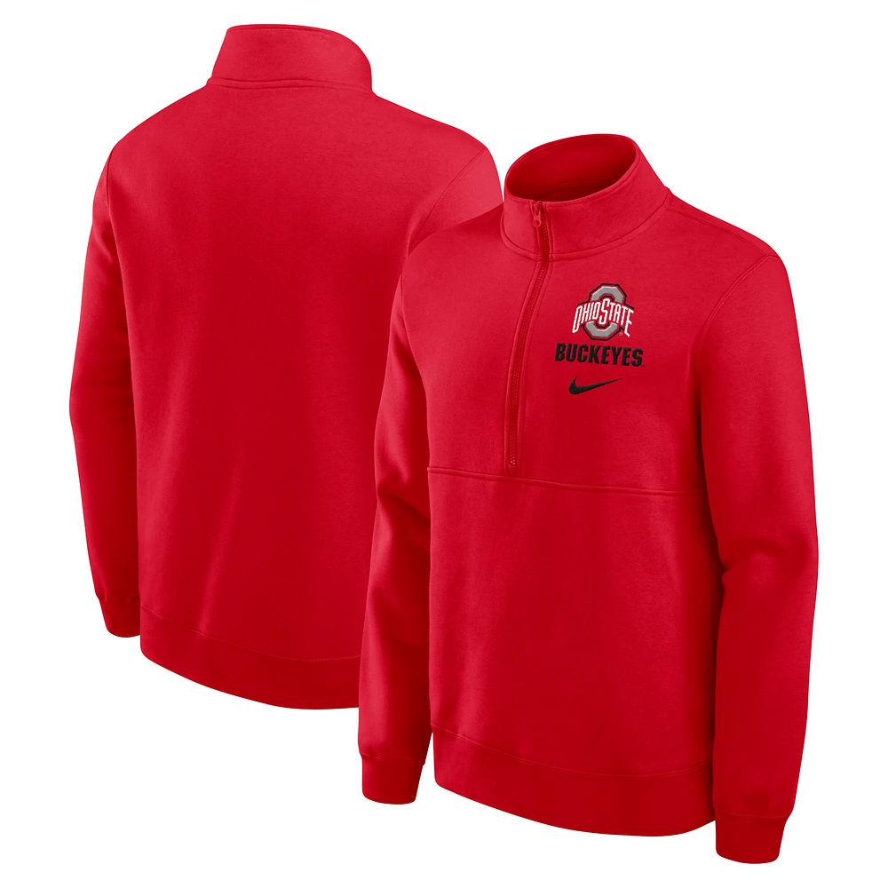 Men's Nike Scarlet Ohio State Buckeyes Primetime Club Half-Zip Pullover